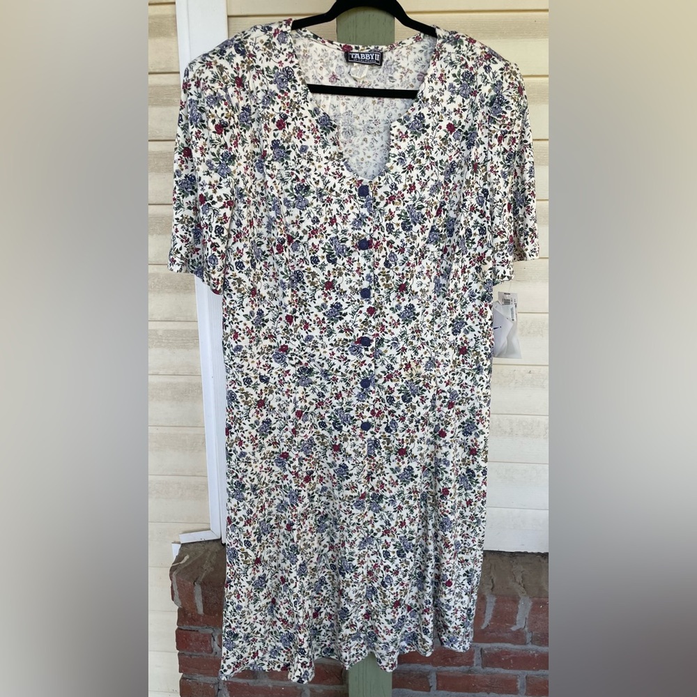 Vtg NWT Tabby 2 of California sz 24W Floral Print Button Up Corset Back Dress